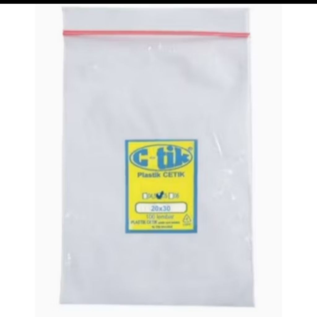 Plastik Klip CTik Ecer Satuan per Lembar Ziplock 20 x 30 cm Cetik C-tik Ctik 40 Micron per  - Lebih 