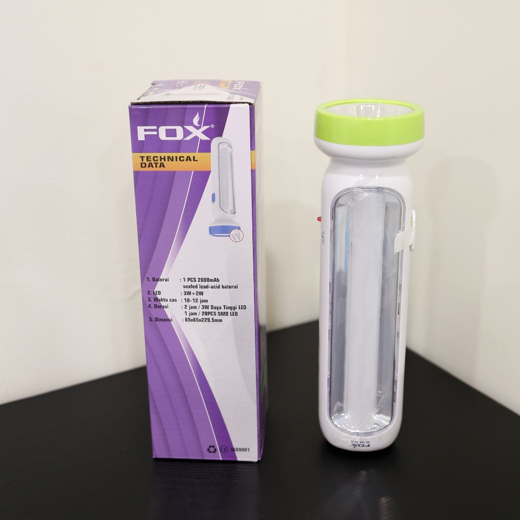 Senter dan Lampu Emergency FOX GE706 LED Rechargeable 2000mAh Portable Hemat Energi