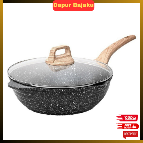 Dapur Bajaku - Panci Penggorengan Besi Cor Non-stick Panci Penggorengan Dasar Datar PD02