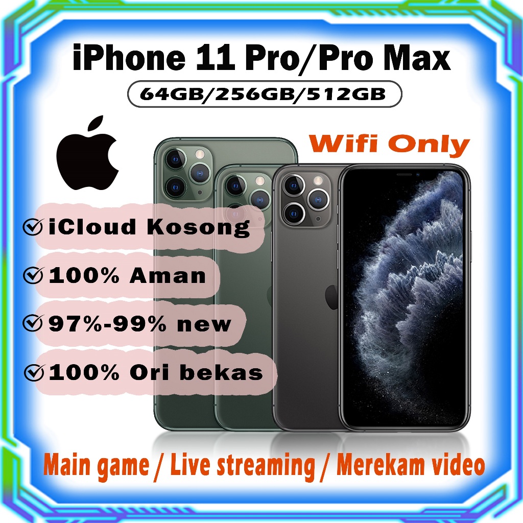 iPhone 11 Pro / Pro Max 256GB Second Original 100% INTER Fullset Mulus Like New/game/Kreasi Konten/w