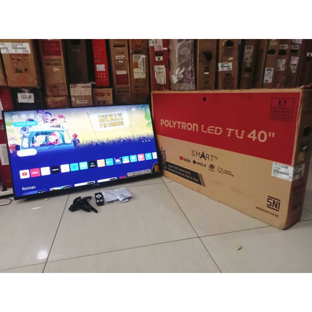 [+free packing kayu] TV Led Polytron 40 Inch Full HD Smart TV Youtube Wifi Dll Kondisi bekas seperti