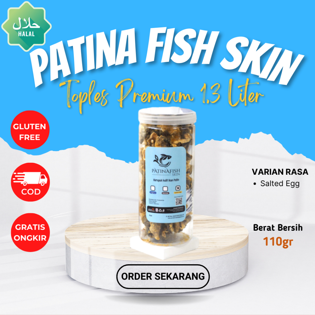 

Kerupuk Kulit Ikan Patin Kemasan Toples 1.3 Liter Salted Egg Fish Skin - Cemilan Keripik Lokal Gurih Premium HALAL