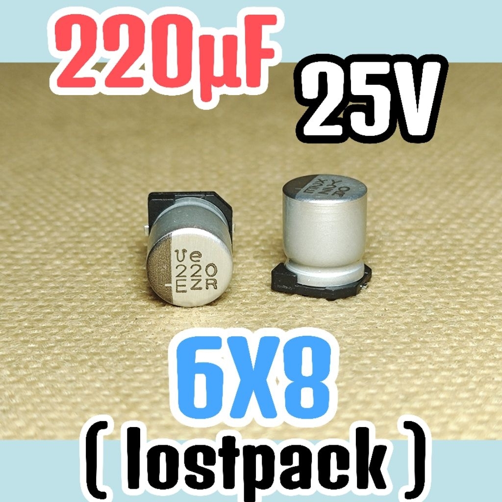 Solid kapasitor capasitor elko elco SMD 25v 220uf 25v 220 uf 25 v 25volt EZA ELA 6x8 ORIGINAL lostpa