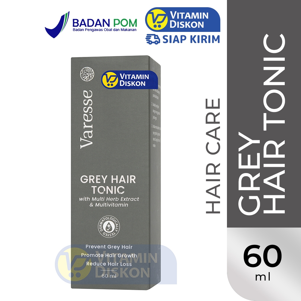 VARESSE GREY HAIR TONIC - 60ML | Menghitamkan Uban, Rambut Rontok, Rambut Kuat, Mempercepat Pertumbu