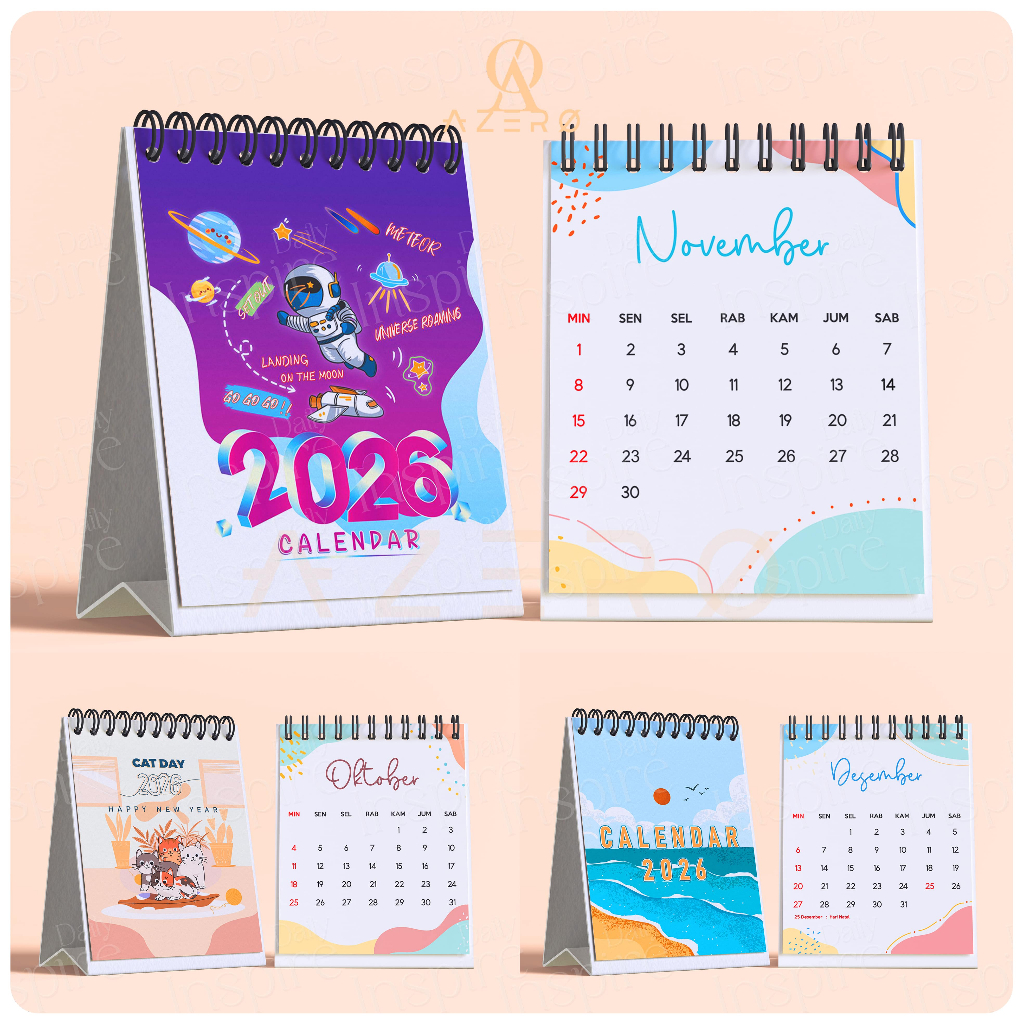 

Azero Kalender 2026 Kalender Mini / Kalender Meja 2026 Calendar Mini / Souvenir Kalender Mini 2026