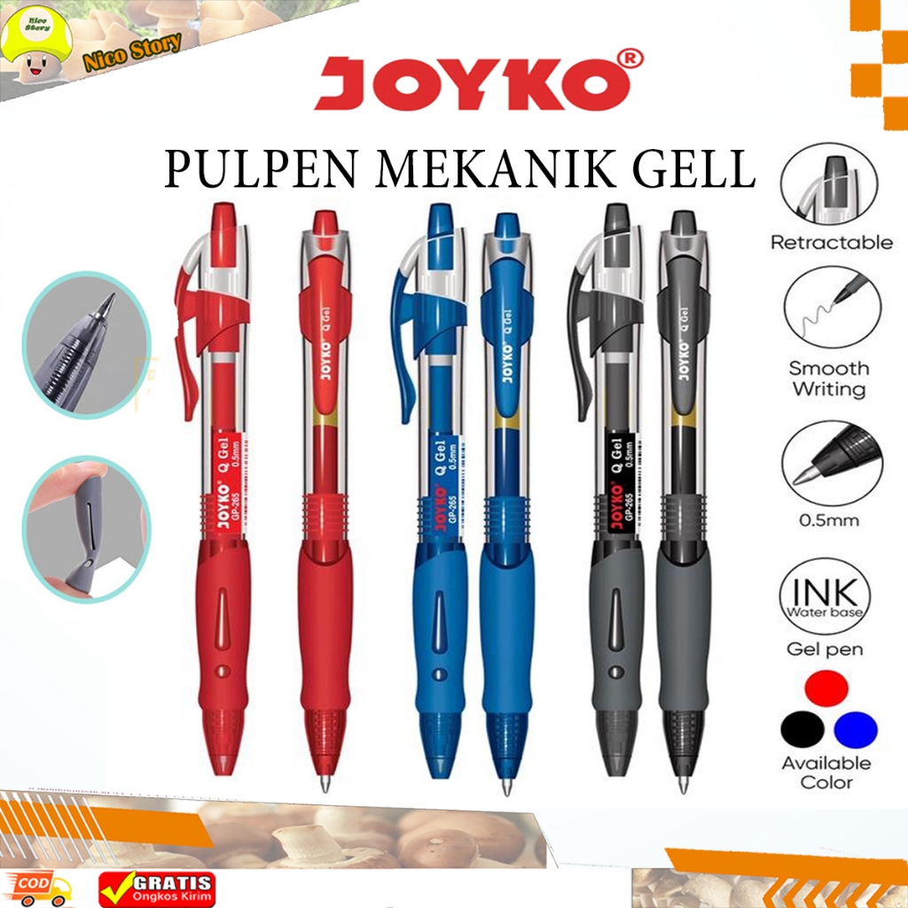 

(ncs) Pulpen Mekanik Gel Ink 0.5mm Pena Standar Cetekan pen bolpoin alat tulis kantor sekolah pen hitam biru merah bolpen 0.5