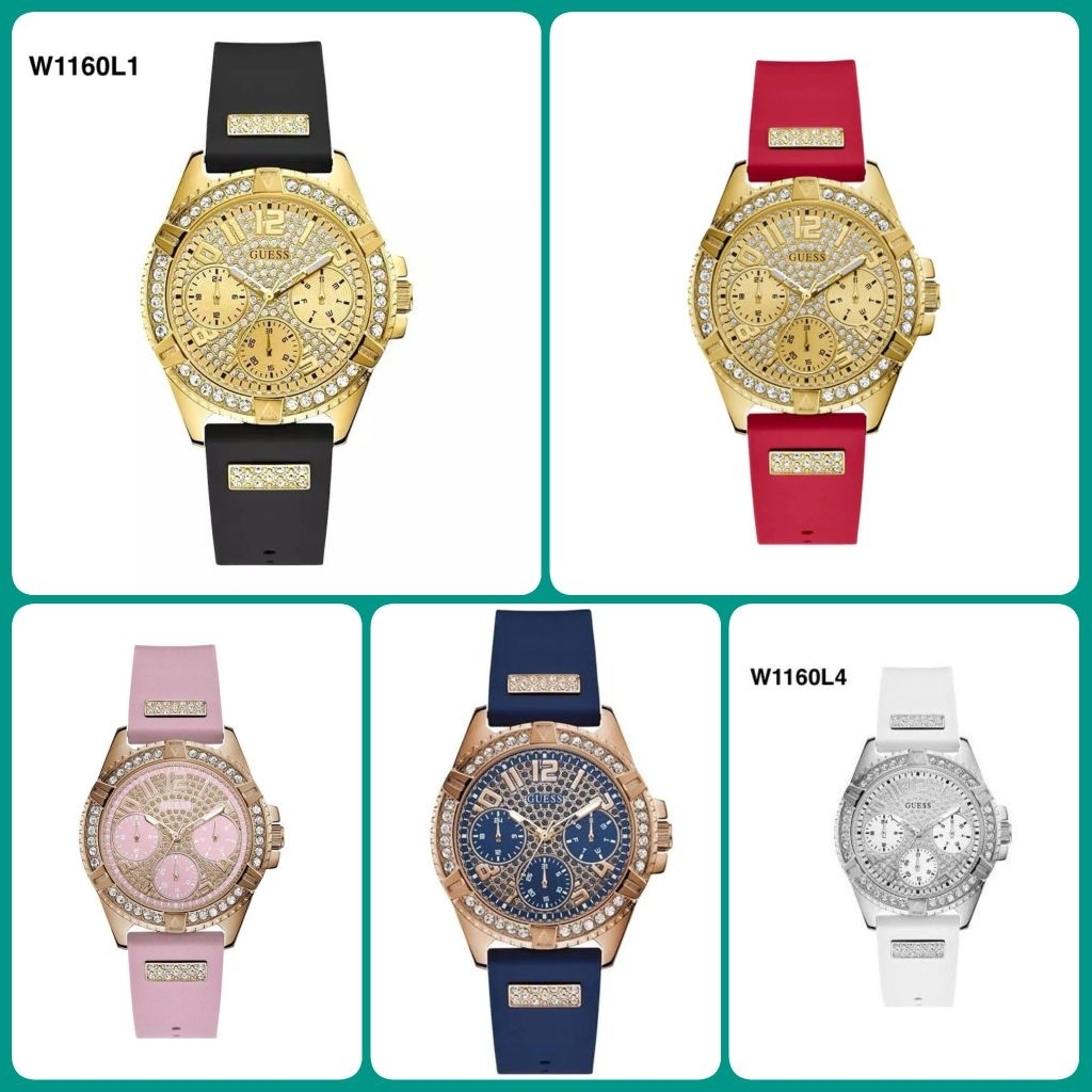 JAM TANGAN WANITA GUESS TALI RUBBER TYPE W1160L1, W1160L3, W1160L4, W1160L5, GW0045L2