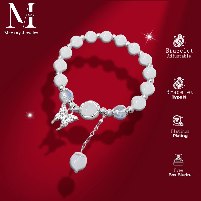 Mazzny Bracelet Kristal Asli luar negeri Gelang keberuntungan Manik - Manik Kristal Gaya Korea Untuk