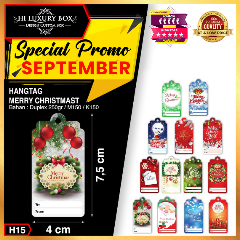 

Hang Tag | Label Baju | Hangtag Natal | Kraft | Murah | 20 pcs 7.5x4 Merry Christmas H15 (1-7)