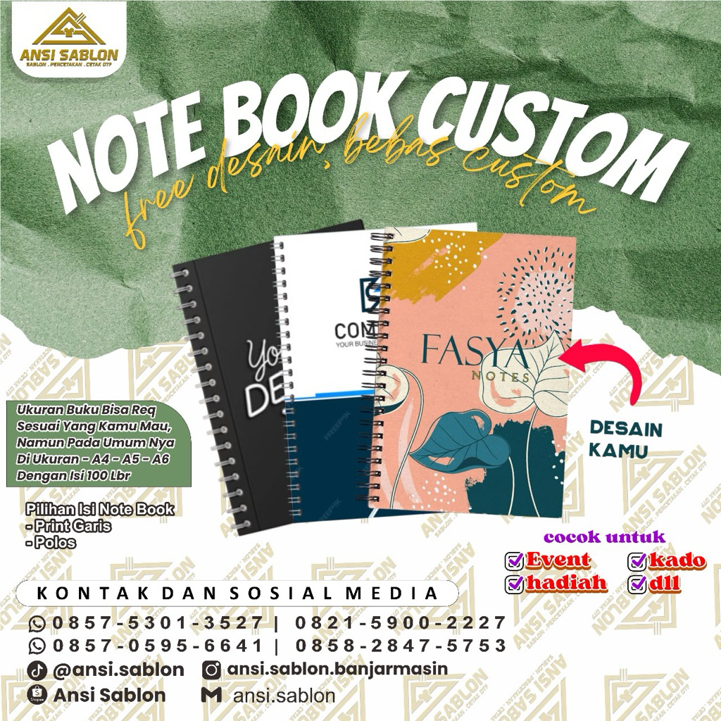 

Notebook Spiral Custom A5 / Catatan Harian Custom Murah / Free Desain, Bebas Req Nama,Foto, Logo