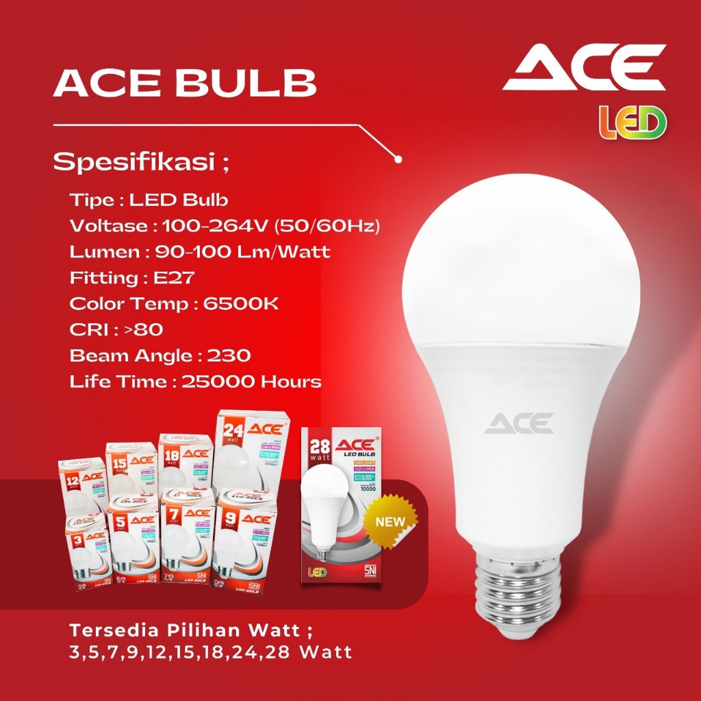 LAMPU LED BULB ACE - 6000K