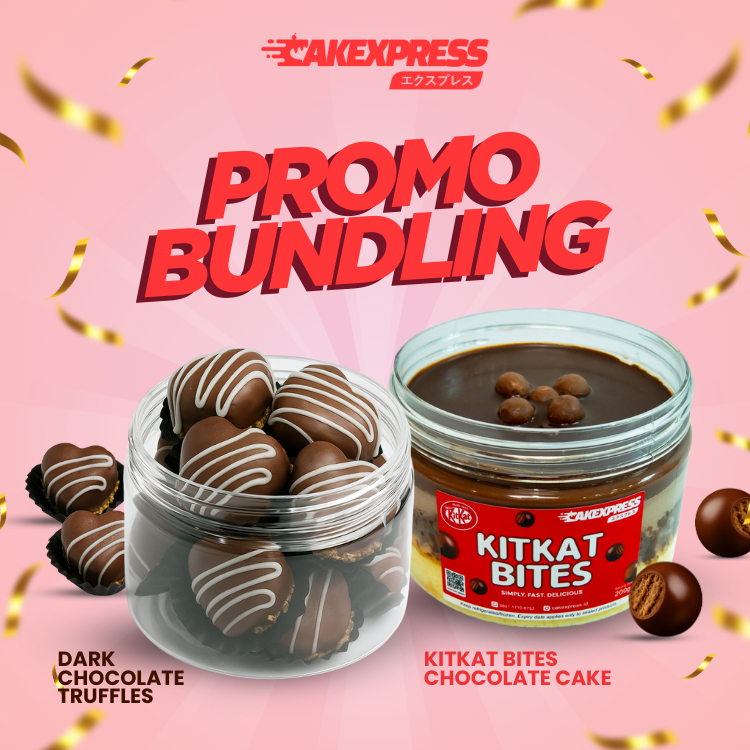 

Paket Bunding (Kitkat + Truffle) isi 2 Jar Cheeseake 5 Layer 200gr diameter 9cm Cakexpress