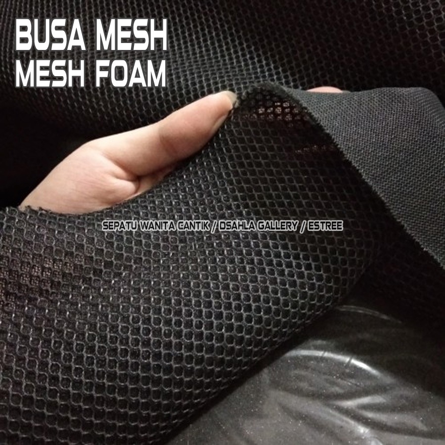 1 Meter Kain Busa Jaring Double Mesh / Sandwich Mesh Warna Hitam Per Meter