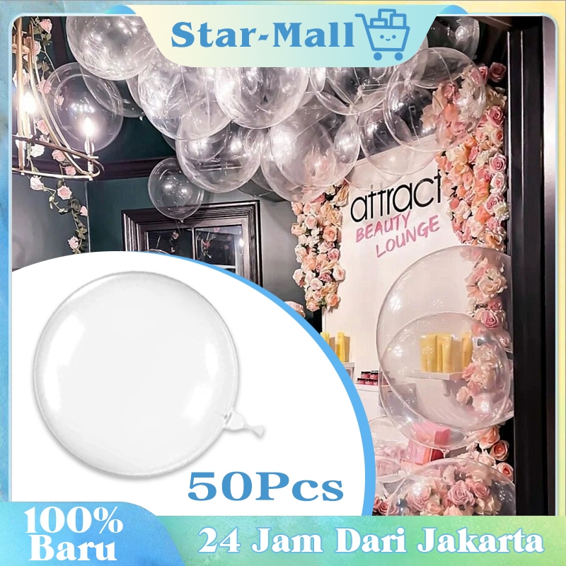 50Pcs Balon PVC Transparan Tinggi Bobo Tebal Jumbo Berpesta Plastik
