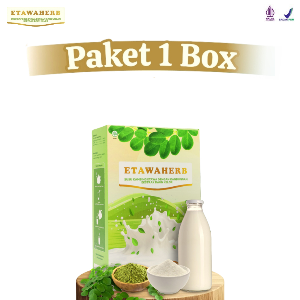 

PAKET 1 BOX Etawaherb Susu Kambing Daun Kelor Kolesterol BPOM