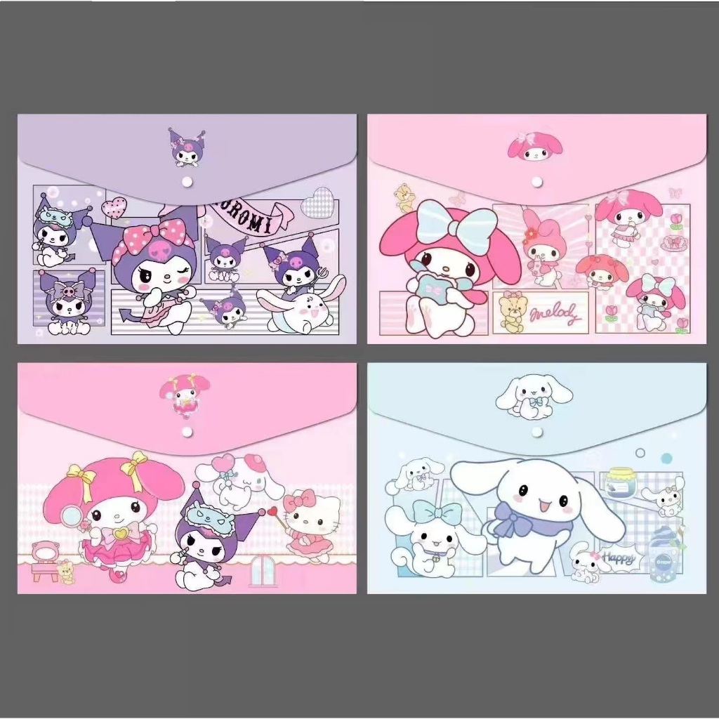 

Map file plastik kancing A4 sanrio melody kuromi cinnamoroll button folder