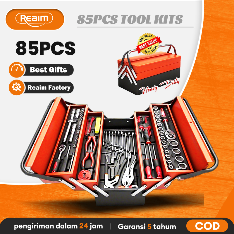 Reaim Tool Box 85 Pcs Kunci Sok Set Otomotif Lengkap