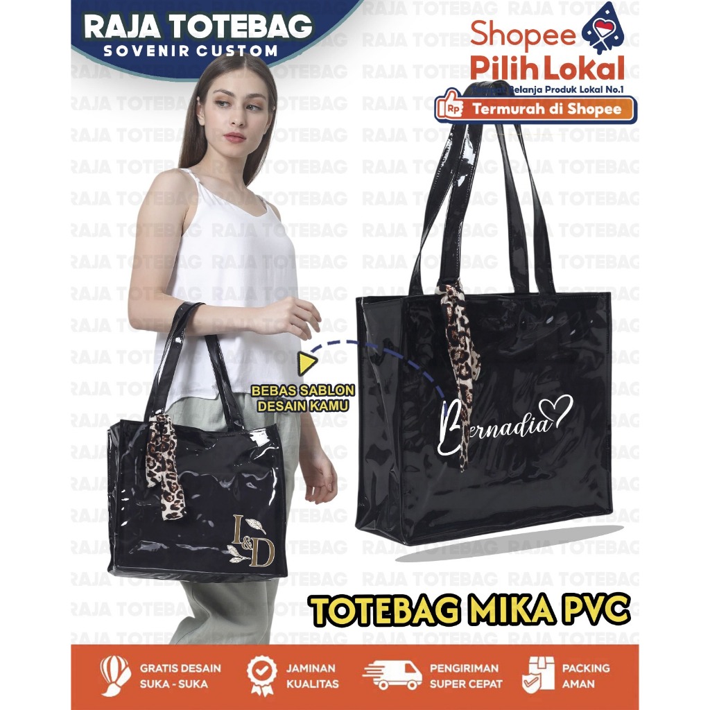 RAJA TOTEBAG - TAS MIKA PVC KASUAL KOREA - CUSTOM SABLON TAS MIKA - TOTEBAG MIKA WANITA - TAS MIKA P
