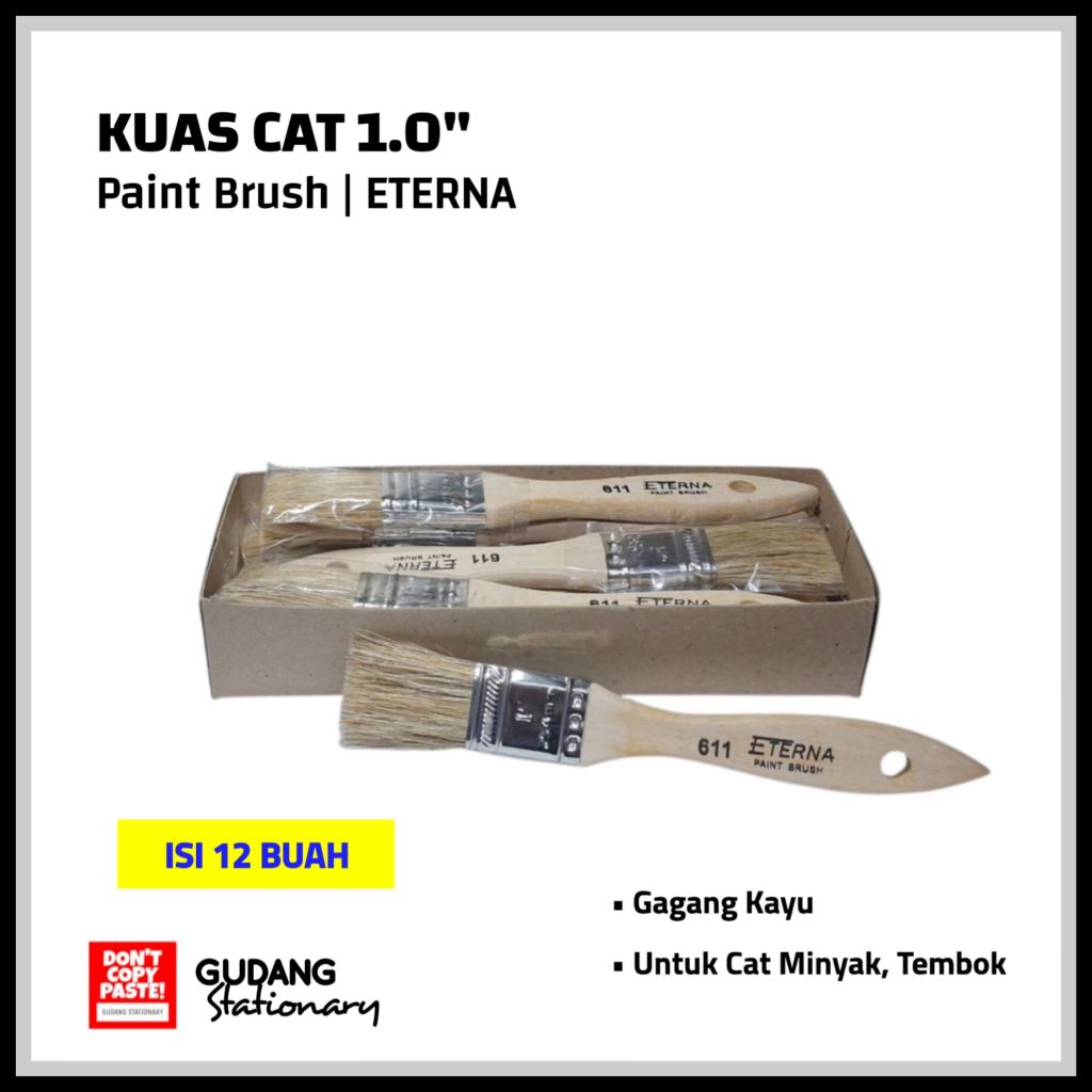 

Kuas Cat | Gagang Kayu | Paint Brush 1.0 Inch ETERNA [ isi 12 pcs ]