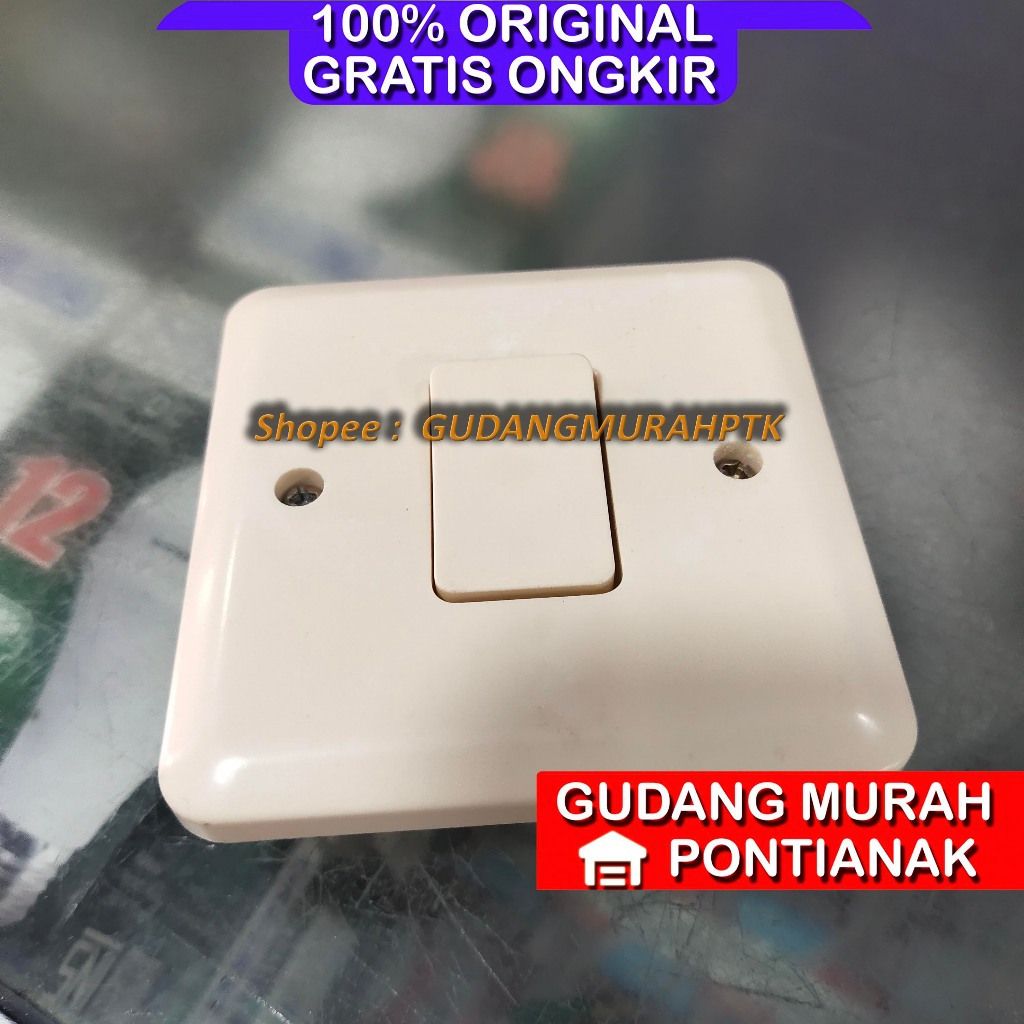 Sakelar IB Lampu 1 ketekan knop on off listrik TANAM In bow Terminal Kuningan SNI Kualitas TOP