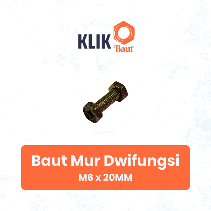 BAUT MUR DWIFUNGSI - BAUT MUR OBENG - 6 x 20MM - PANJANG 20MM