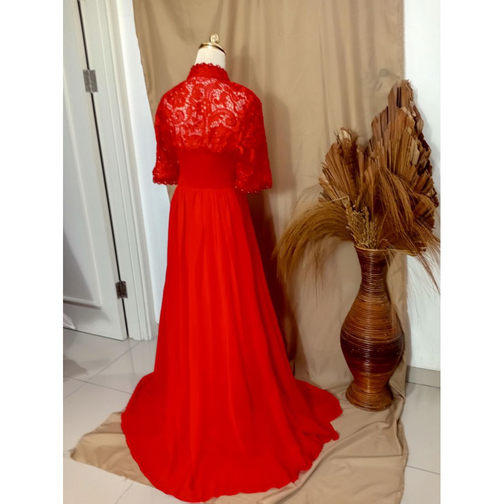 sewa gaun ballgown merah-sewa gaun pesta-sewa gaun pesta tangerang