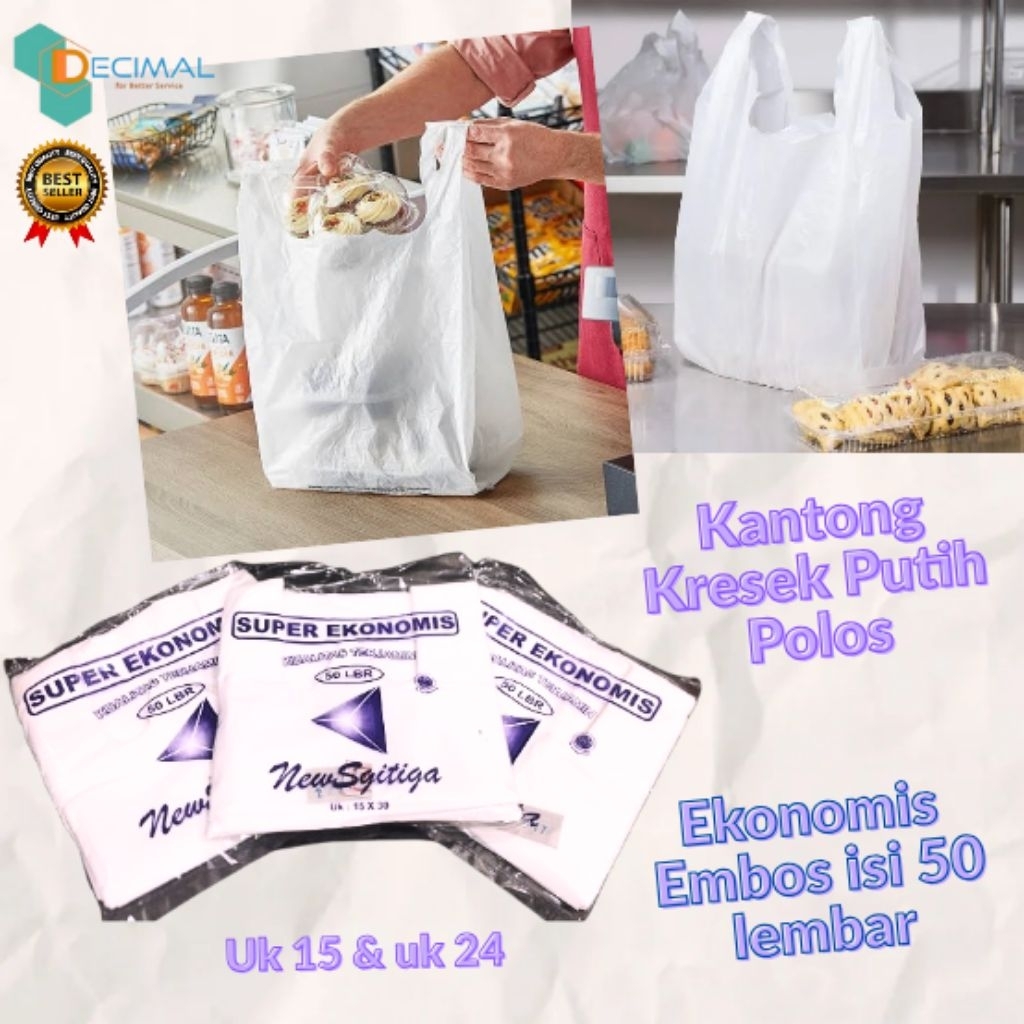 Kantong Plastik Putih Polos NewSEGITIGA Murah Uk15x30-uk24x40
