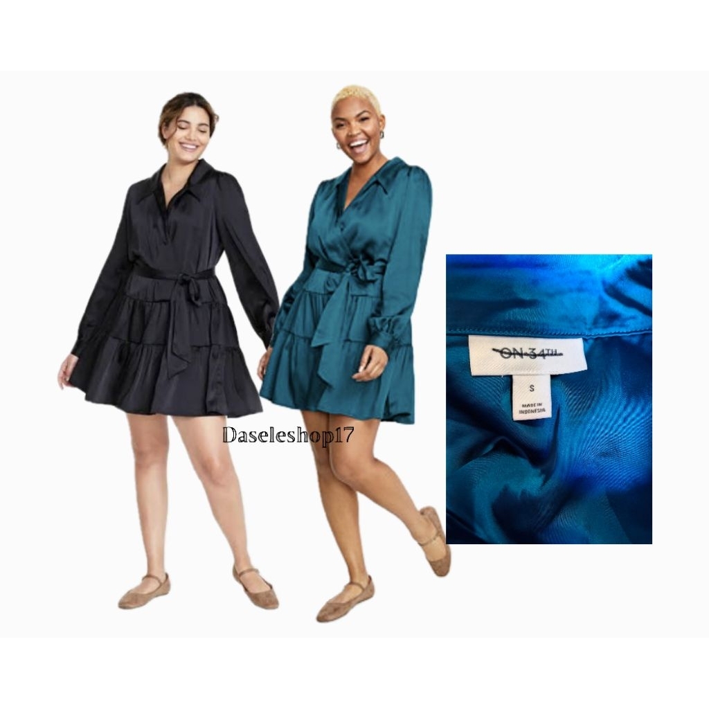 Dress lengan Panjang satin belt On 34th