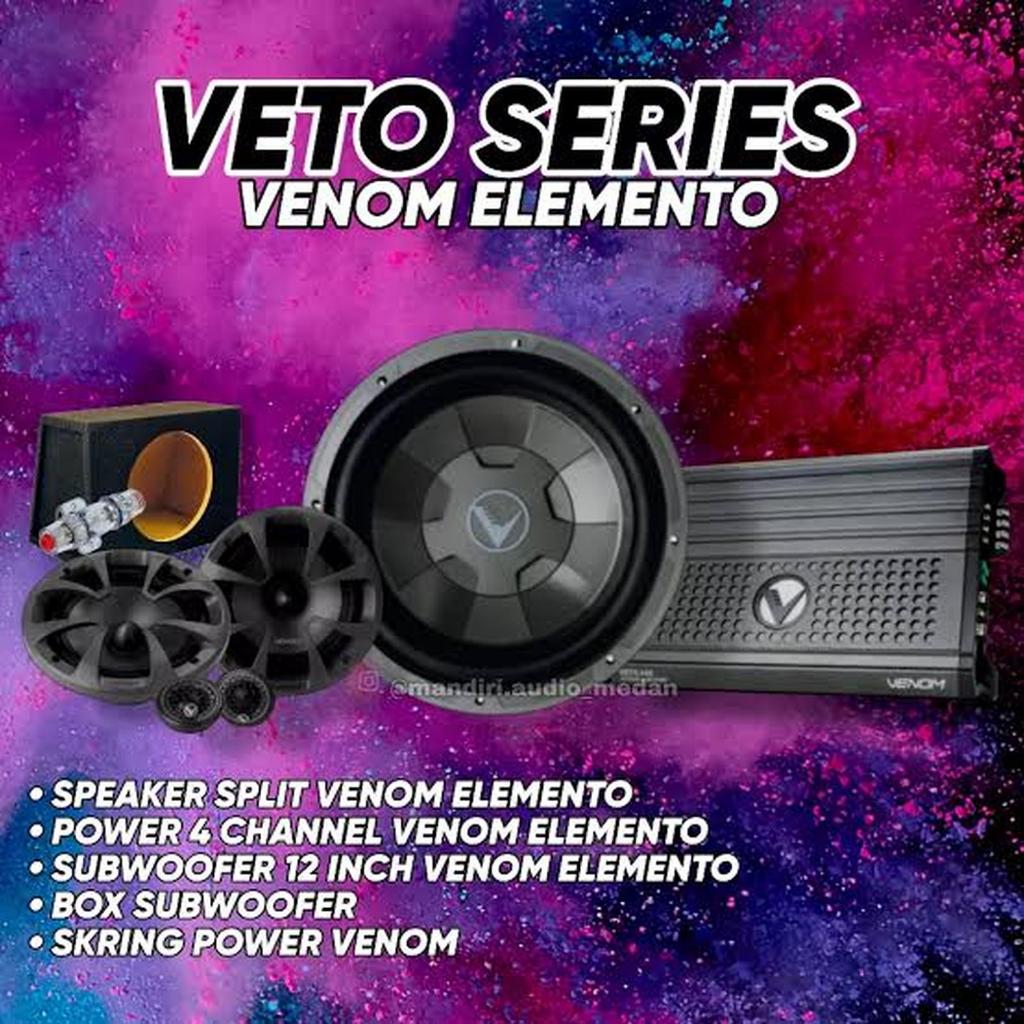 Paket Audio Mobil Full Set Sound System VENOM ELEMENTO VETO SERIES + PASANG