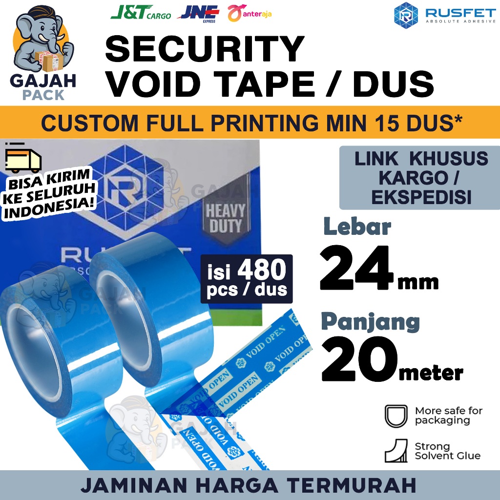 

Lakban Security VOID TAPE Open Segel Selotip Isolasi Rusfet Premium Termurah / DUS KARGO