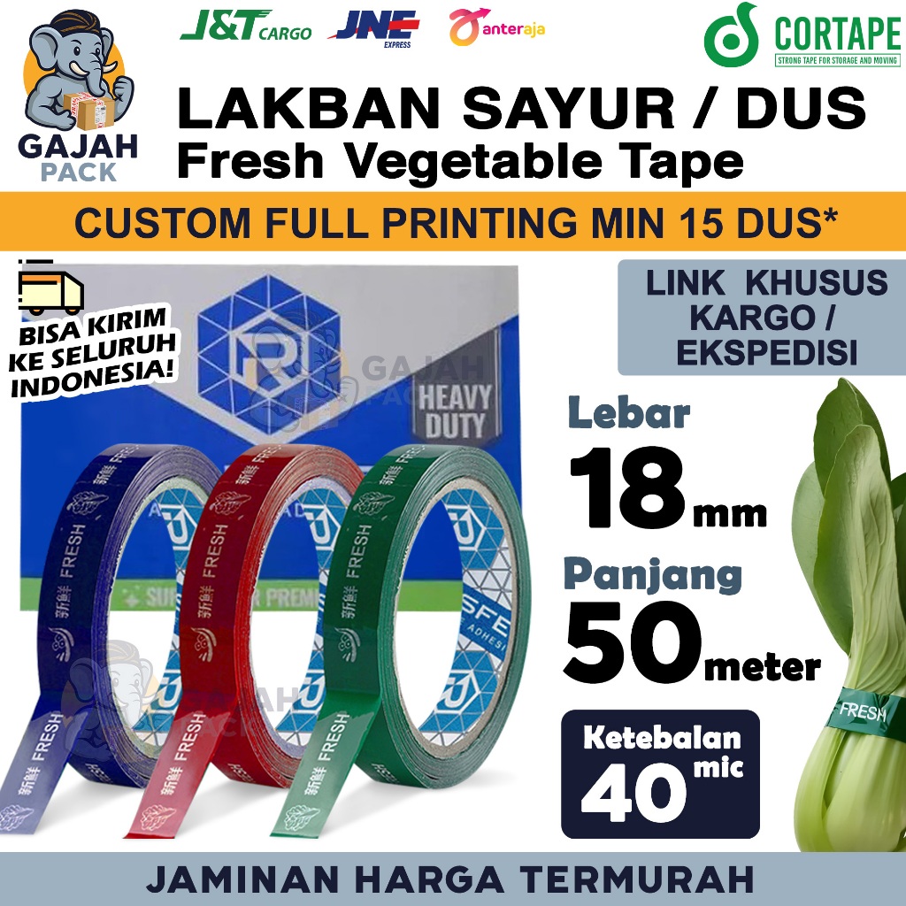 

Lakban Sayur FRESH 18mm x 50m Plakban Isolasi OPP TERMURAH / DUS KARGO