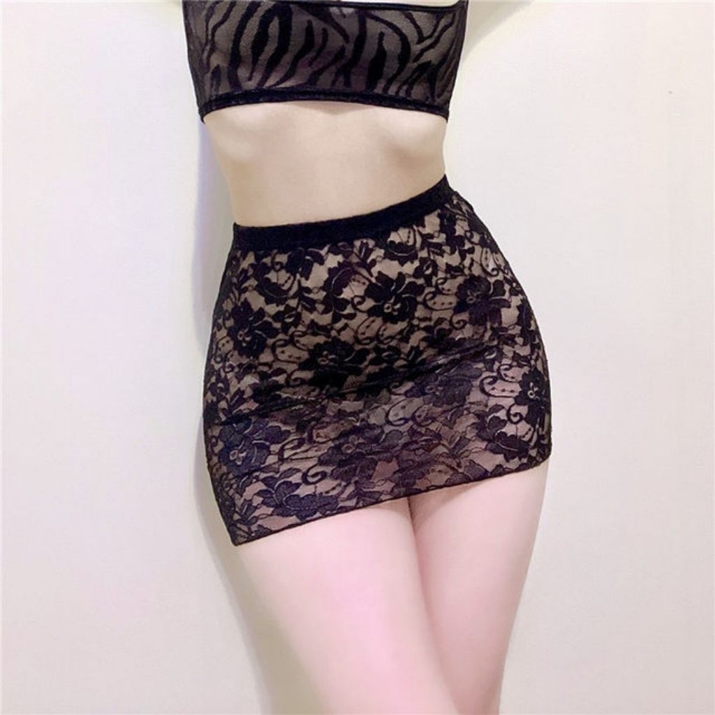 ROK MINI BURKAT SEXY WANITA KEKINIAN KOREAN STYLE - ROK PENDEK TRANSPARAN BAHAN BURKAT PREMIUM