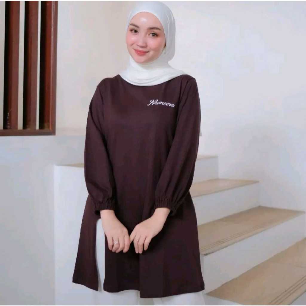 Jedante - Tunik Atasan Wanita Belah Depan Lengan Karet 7/8