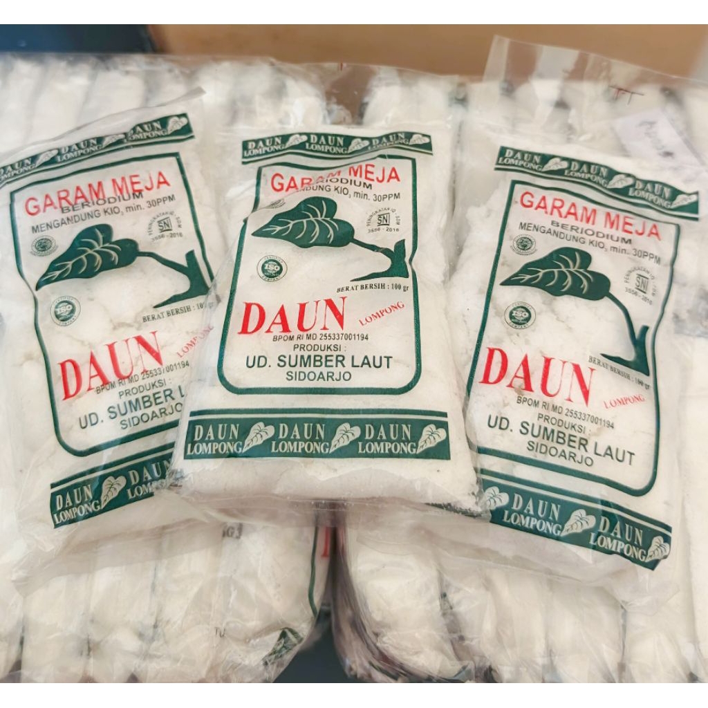 

Garam Dapur Beryodium Cap Daun Lompong 100gr-Terjamin Kualitas