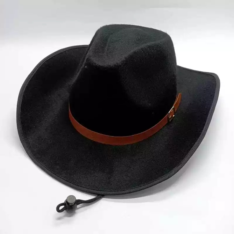 Topi Laken Kulit Sapi Import Fedora Cowboy Unisex Tali Gesper Termurah Original Berkualitas Tinggi