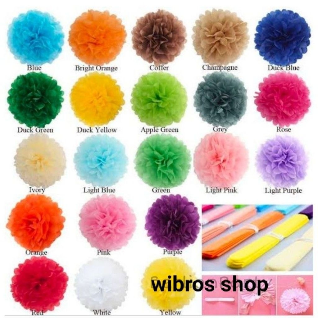 

pompoms flower ball decoration tissue paper pom pom kertas tissue 25cm & 30 cm