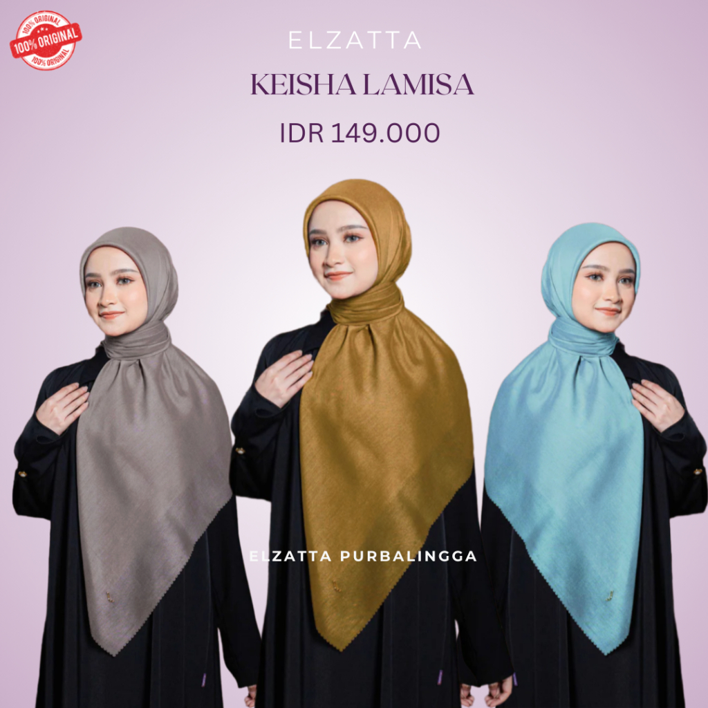 Elzatta Jilbab Segiempat Polos Keisha Lamisa Jilbab Polos Premium Bahan Dior 115x115cm Elzatta