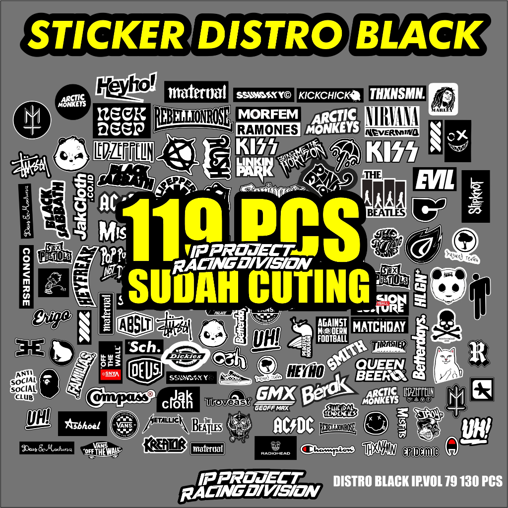 

STIKER DISTRO AESTHETIC ISI 119 PCS RANDOM STIKER BAND ANTI AIR UNTUK LAPTOP CASE HP HELM S. VOL 79