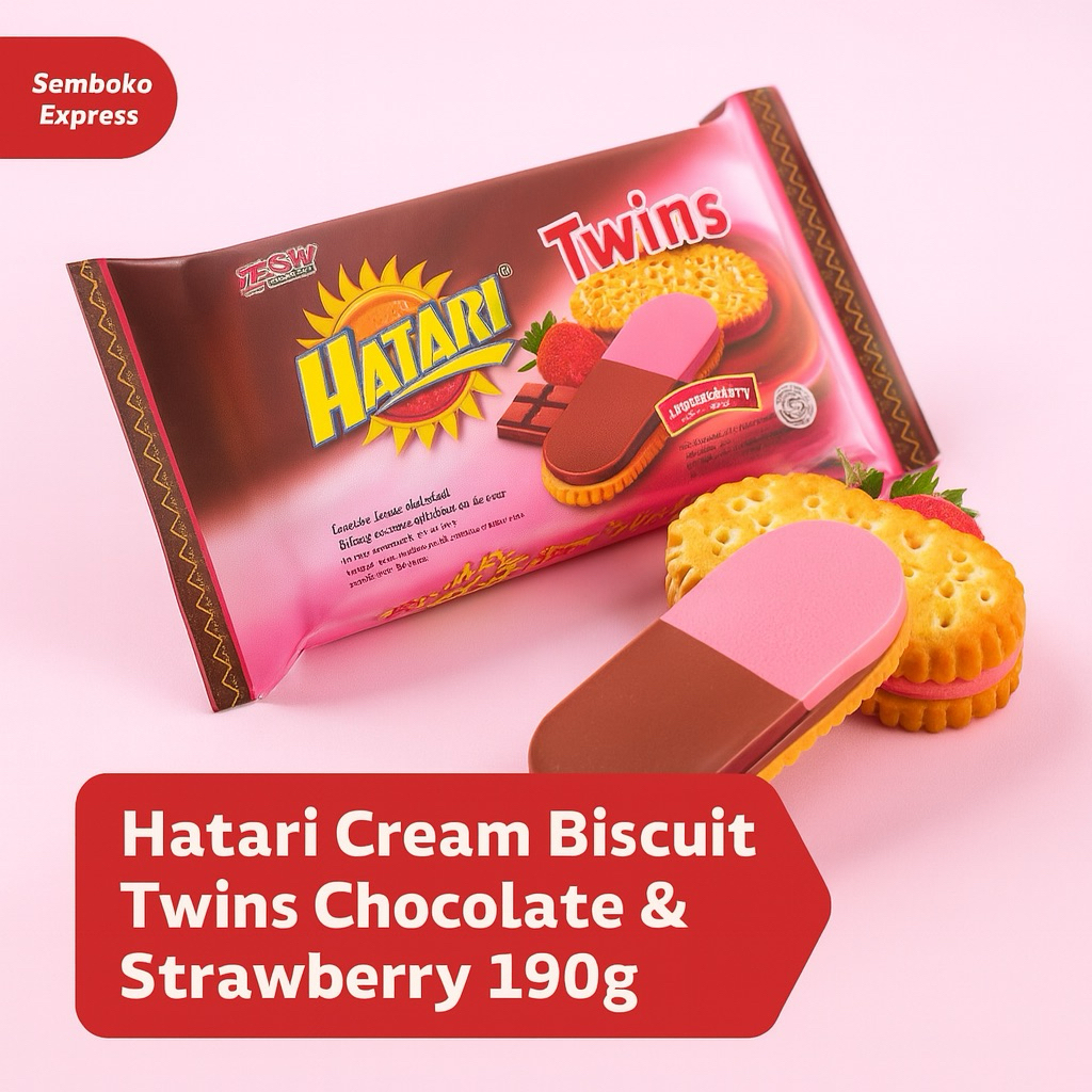 

Hatari Biscuit Twins Rasa Coklat & Stroberi 190g – Kombinasi Rasa Manis & Gurih