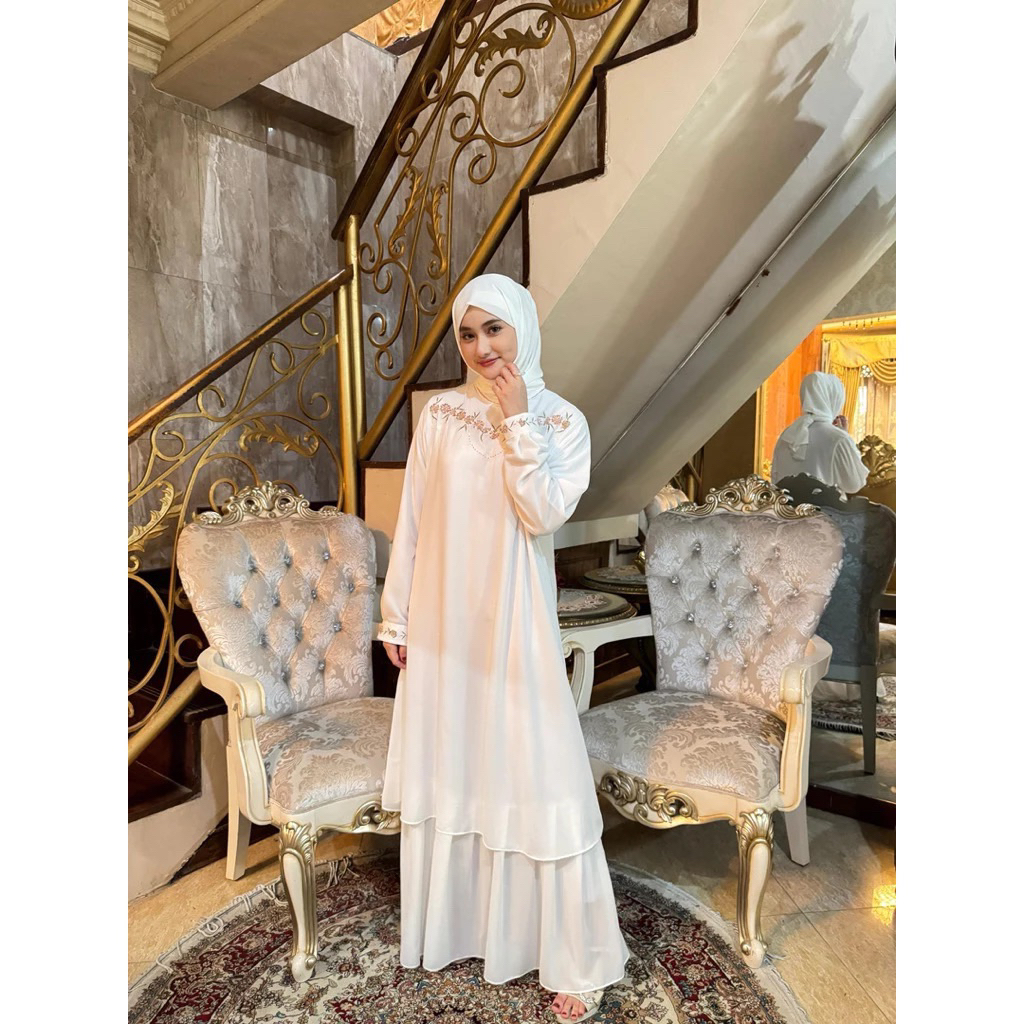 Ready Stock Dress Hanin Payet Set Pashmina Dress Lebaran Terbaru Fashion Muslim Wanita