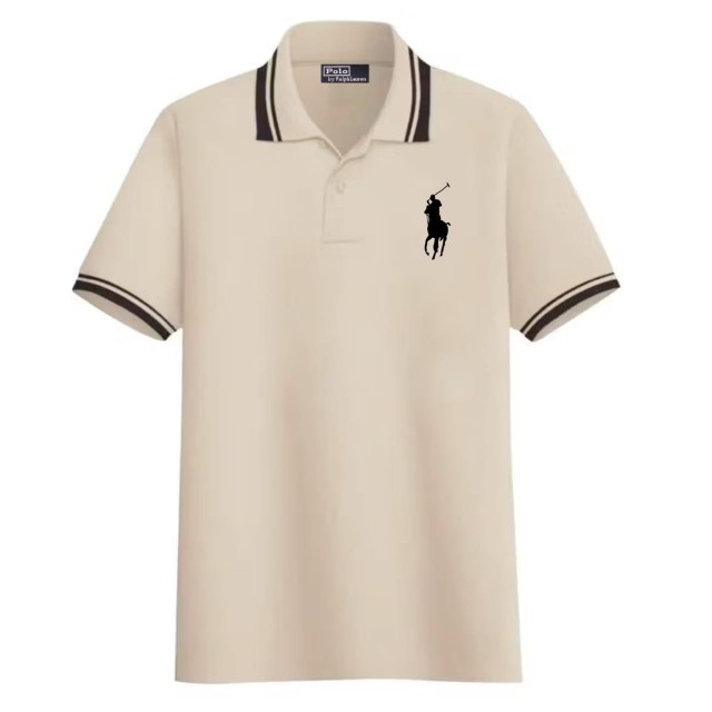 kaos kerah polo pria wanita Ralph Lauren krem unisex logo bordir warna krem