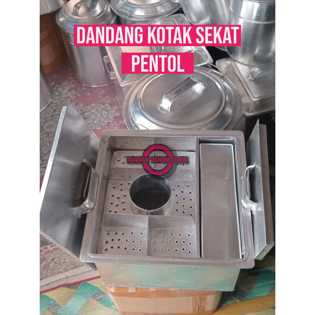 Kitchenware Dandang Kotak Aluminium Panci Mie Ayam Bakso Malang Sekat 6