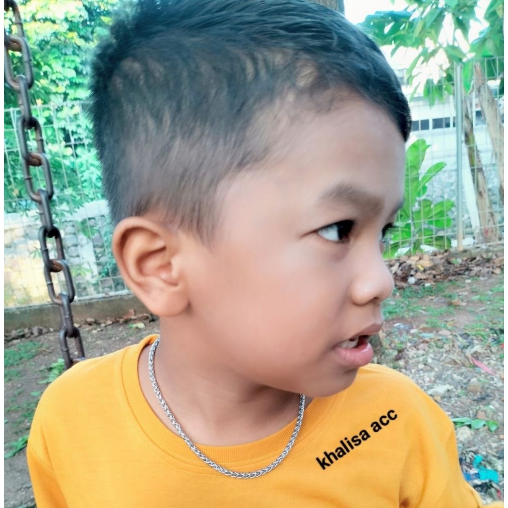 kalung keren dan elegan titanium model rantai tulang naga untuk bayi dan anak2 warna silver