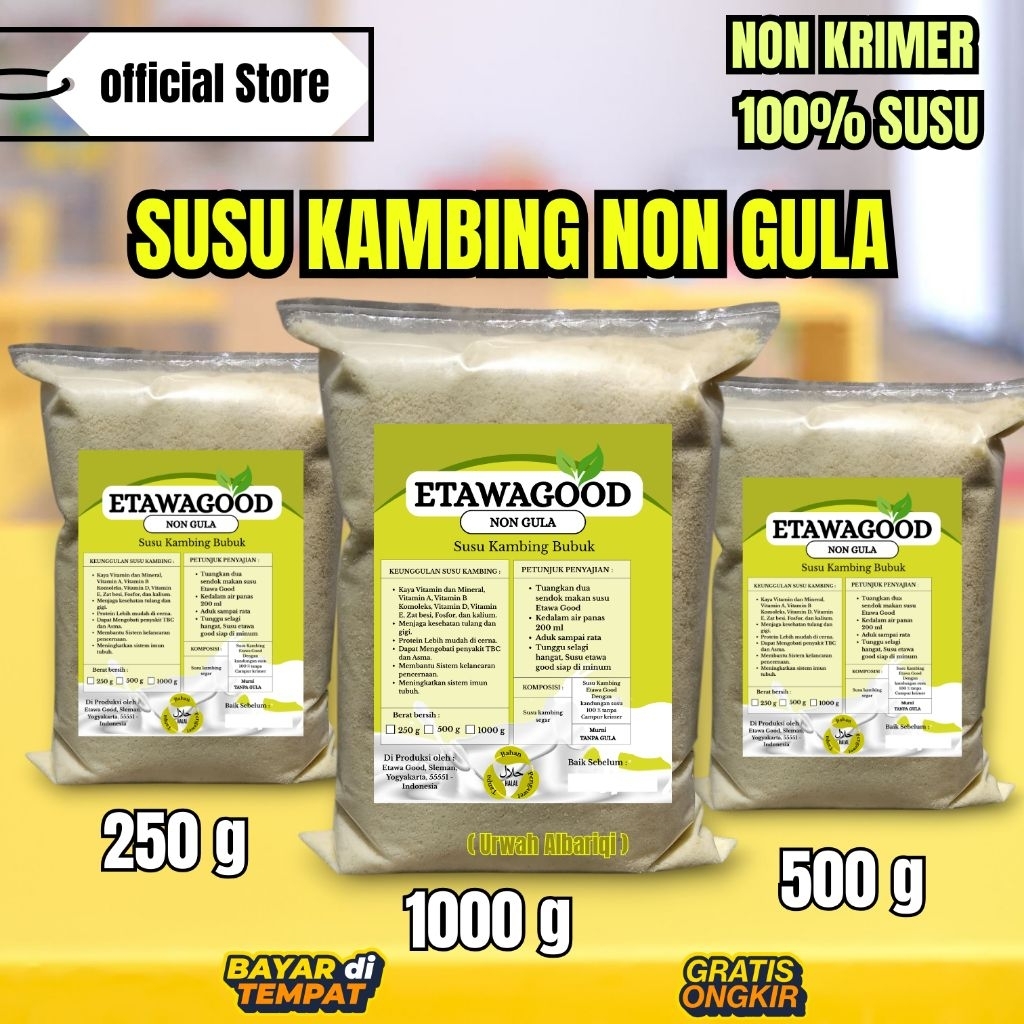 

ETAWAGOOD - Non Gula 100% Murni susu, Tanpa campur krimer, kemasan Polos 250gr, Langsung Produsen