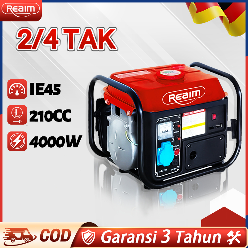 REAIM Mesin Genset Power Pembangkit Listrik 4000 Watt 63CC Genset Portable Genset Mini Portable