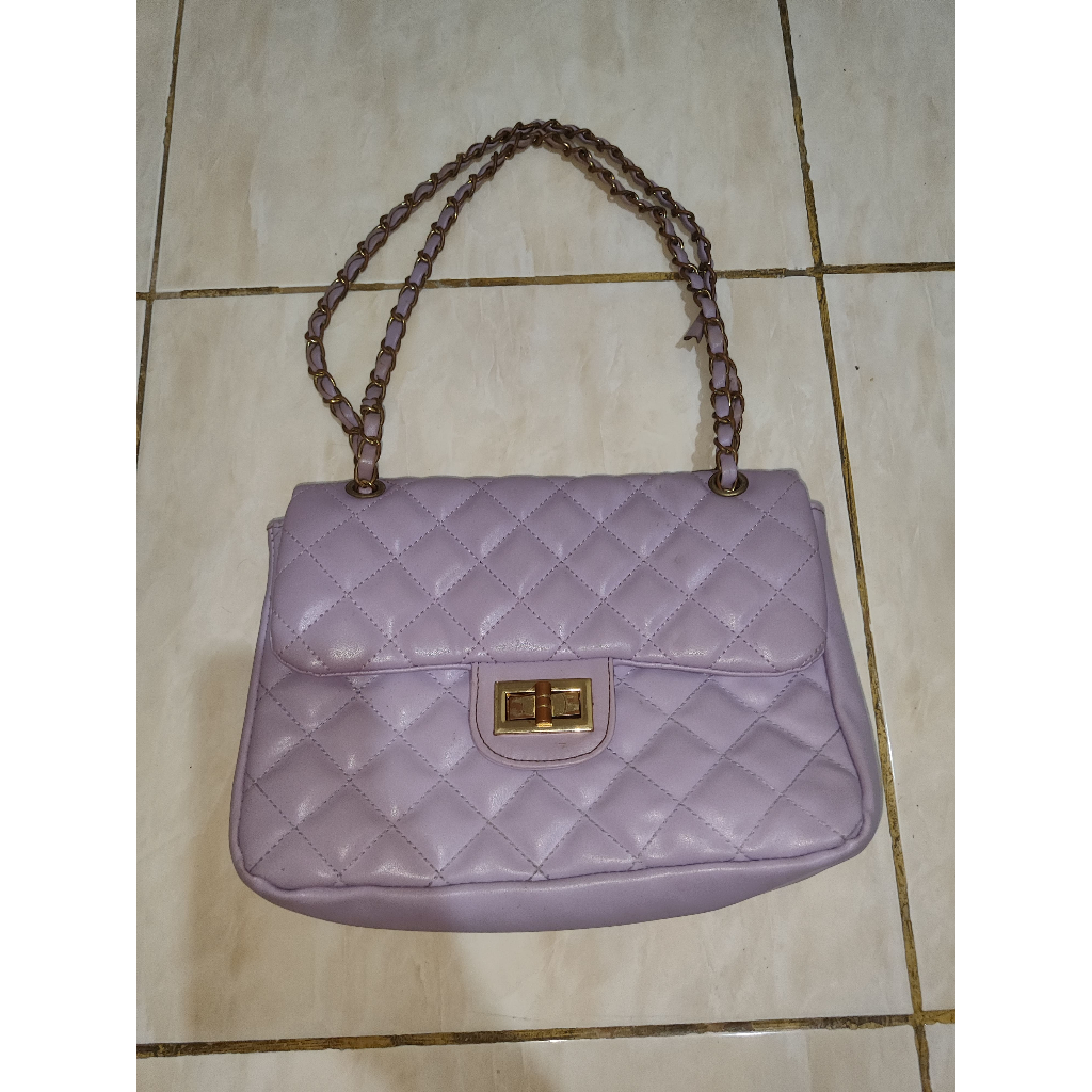 Preloved Tas Selempang / Sling Bag / Hand Bag / Shoulder Bag Wanita Model Korea Warna Ungu – Tali Bi