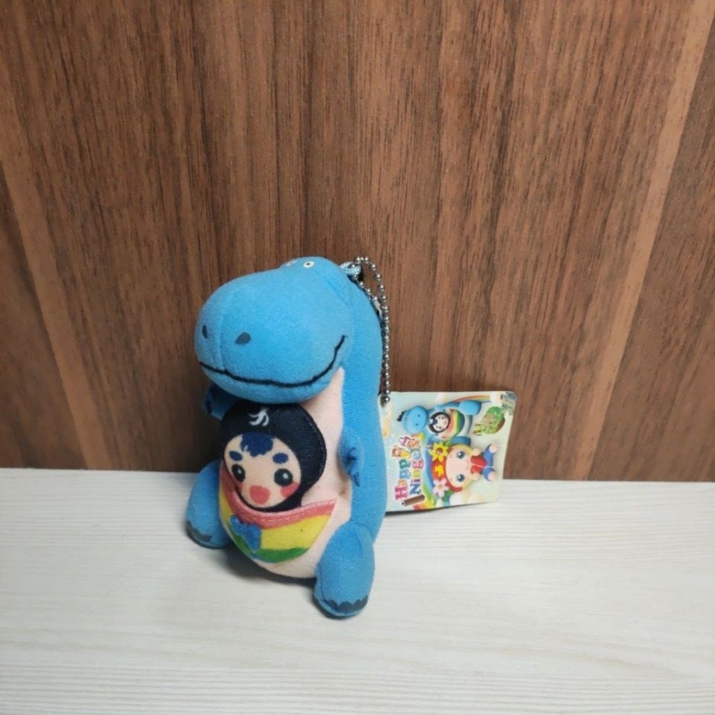Boneka Keychain - Dinosaurus Biru Bawa Anak Kecil