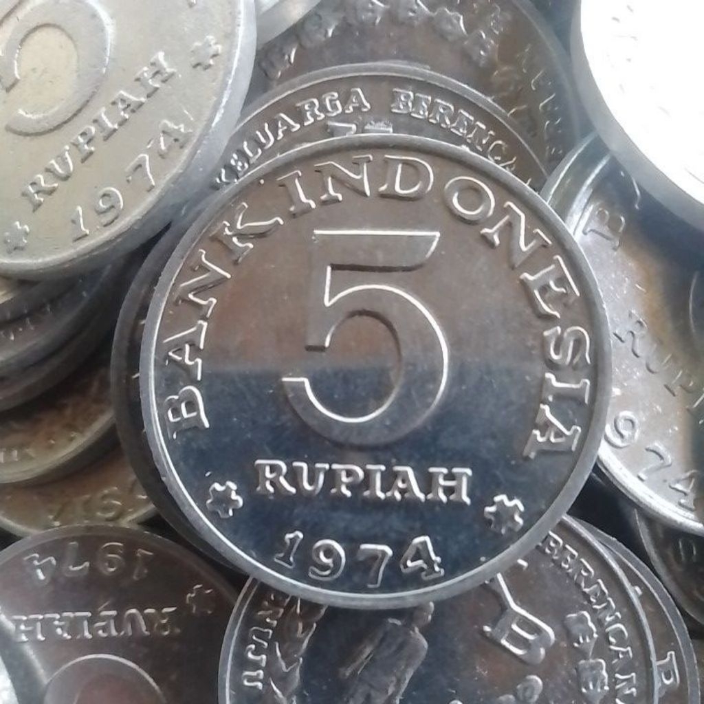 UANG KUNO MAHAR 5 RUPIAH KOIN TAHUN 1974