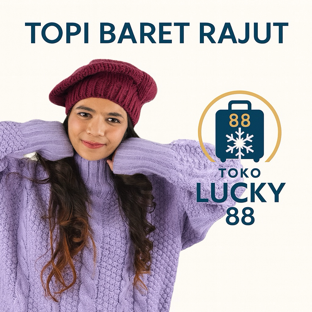 TL0154 Hat Baret Thick Topi Baret Rajut Wool Tebal Musim Dingin Beret Hat infinity winter