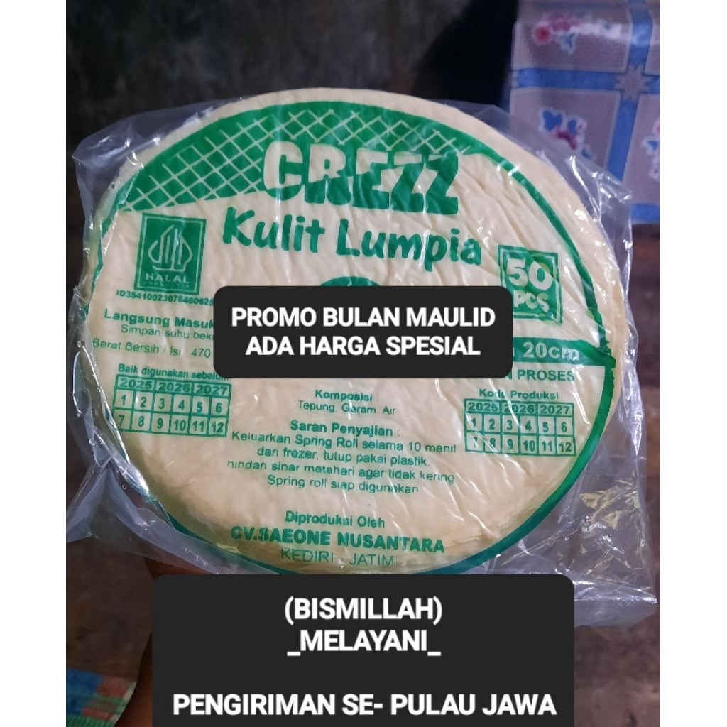 

(PAKET 5 PCS ) *KULIT LUMPIA FROZEN @ pcs ISI 50 LEMBAR- Lentur Tidak Mudah Sobek – Siap Goreng – Kulit Lumpia Halal Beku